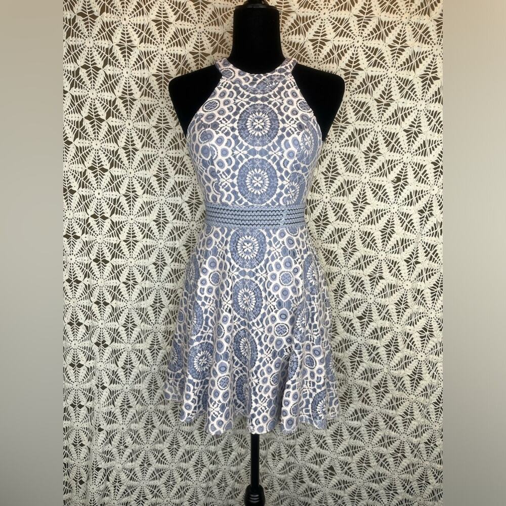 Blue and white lace City Triangles Summer Dress